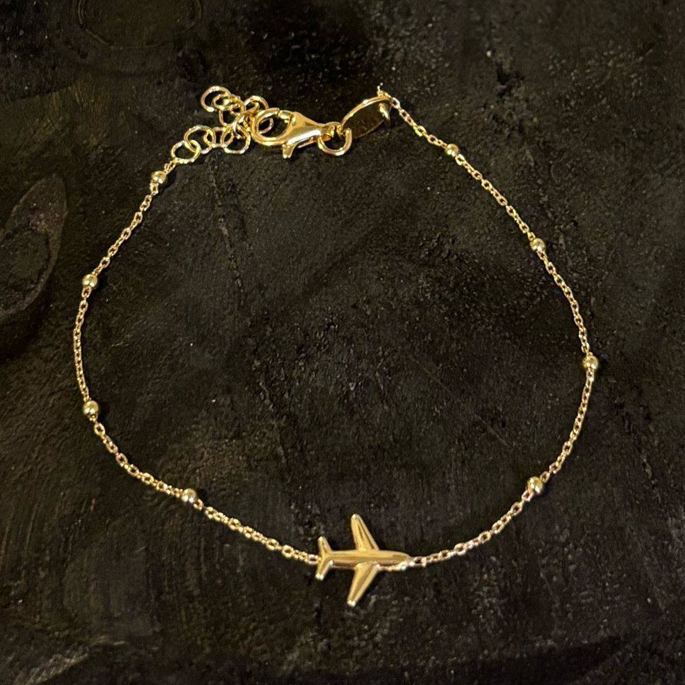 New 18K gold plated sterling silver Wanderlust Airplane Bracelet